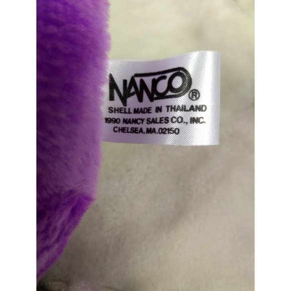 Nanco Plush Bear VTG 1990 Purple Pink Dot Bow Grape Jamin 11" Stuffed Animal Toy - Picture 8 of 8
